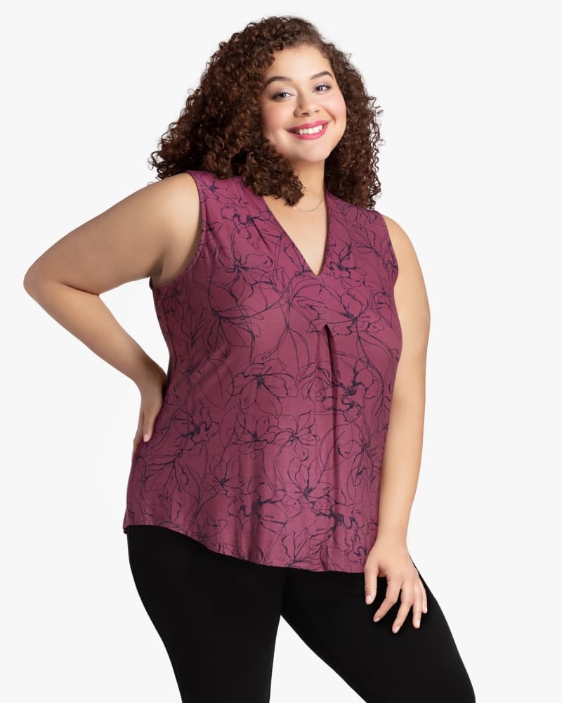Front of plus size Capri V-neck Knit Top by Ryan Wylde | Dia&Co | dia_product_style_image_id:118351
